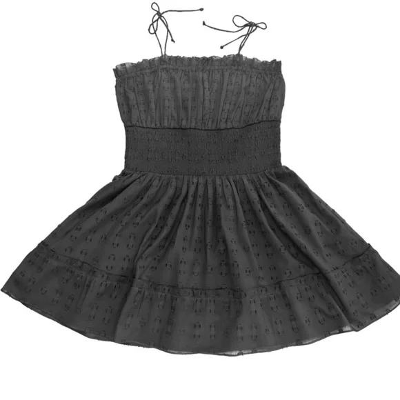 Anthropologie Cleobella tie shoulder adjustable black mini sundress short large - Picture 1 of 13